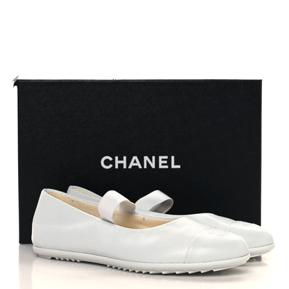 Chanel Lambskin Cap Toe CC Mary Jane Flats 39.5 White 11 of 11