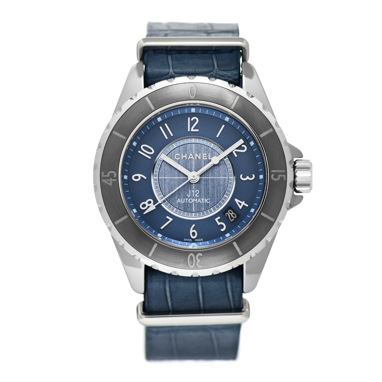 Titanium Alligator 38mm J12 Automatic Watch Blue