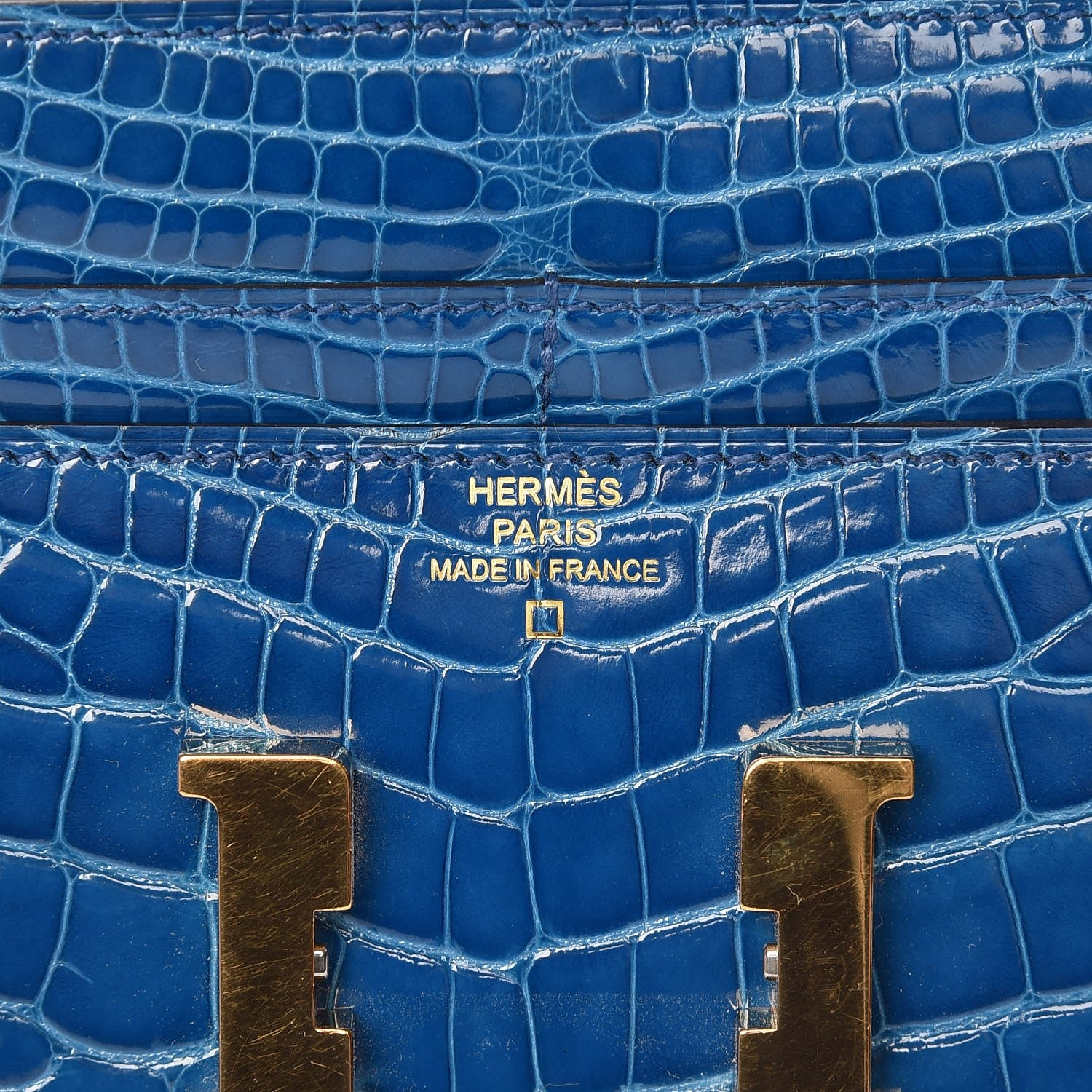 Hermes Shiny Alligator Constance Short Wallet Bleu Izmir 6 of 8