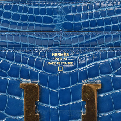 Hermes Shiny Alligator Constance Short Wallet Bleu Izmir 6 of 8