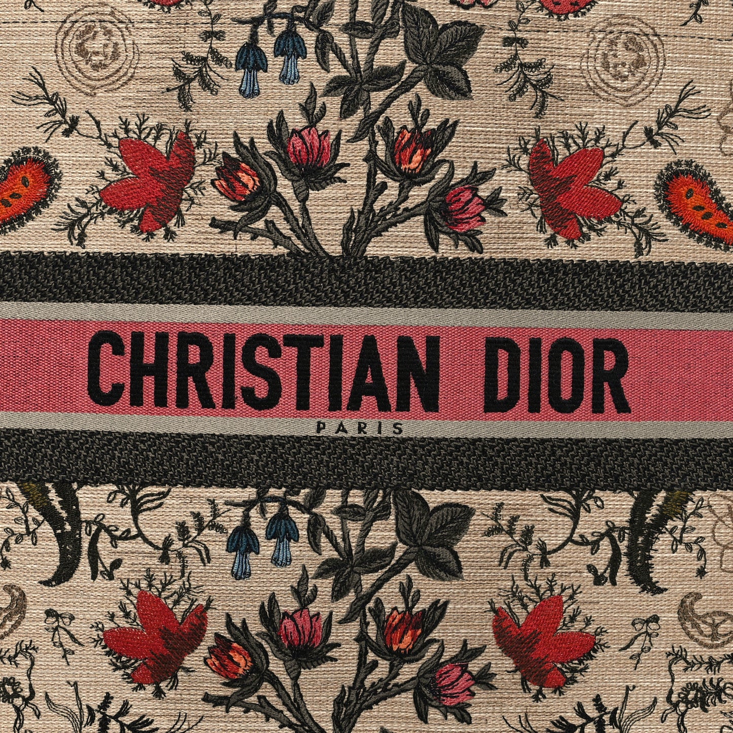 Canvas Embroidered Large Broderie Dior Flowers Book Tote Multicolor