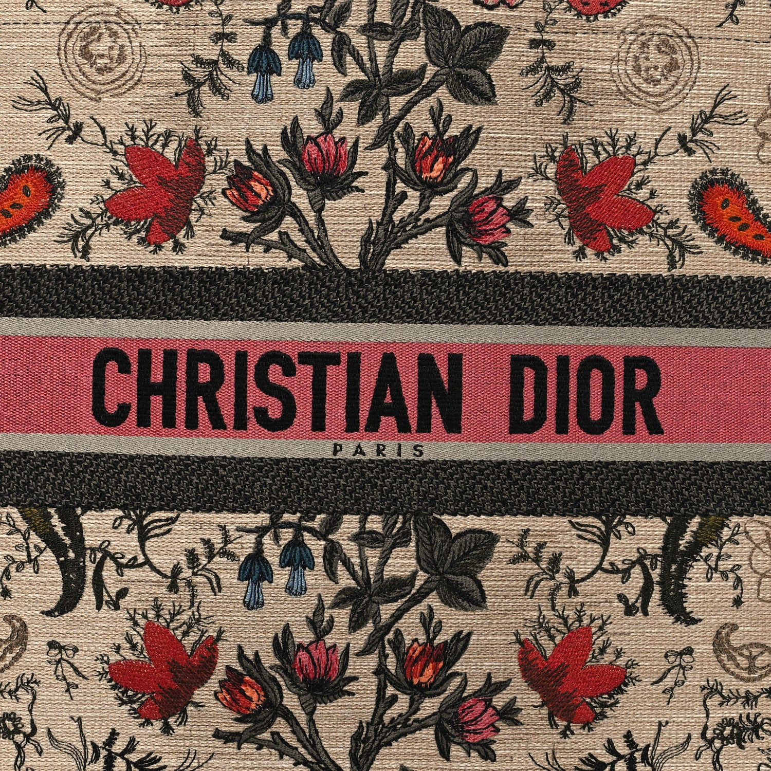 Christian Dior Canvas Embroidered Large Broderie Dior Flowers Book Tote Multicolor 8 of 11