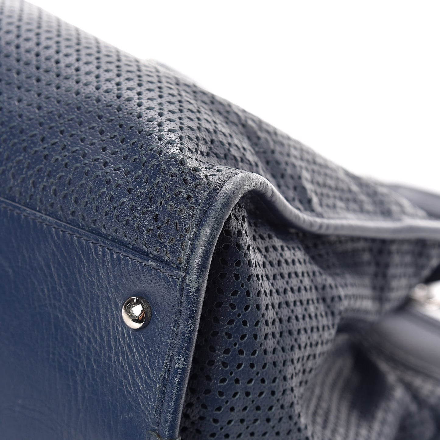 Calfskin Perforated Up In The Air Tote Dark Blue