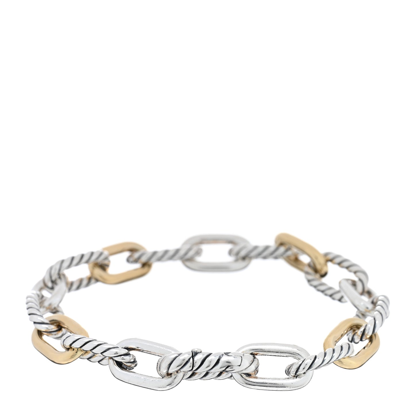 Sterling Silver 18K Yellow Gold 8.5mm DY Madison Link Chain Bracelet