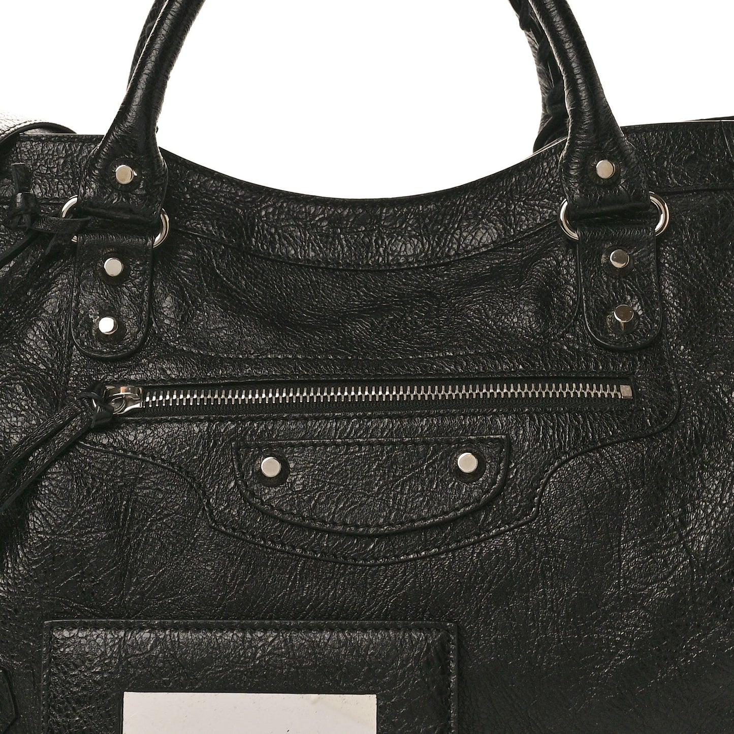 Chevre Silver Metallic Edge Hardware City Black