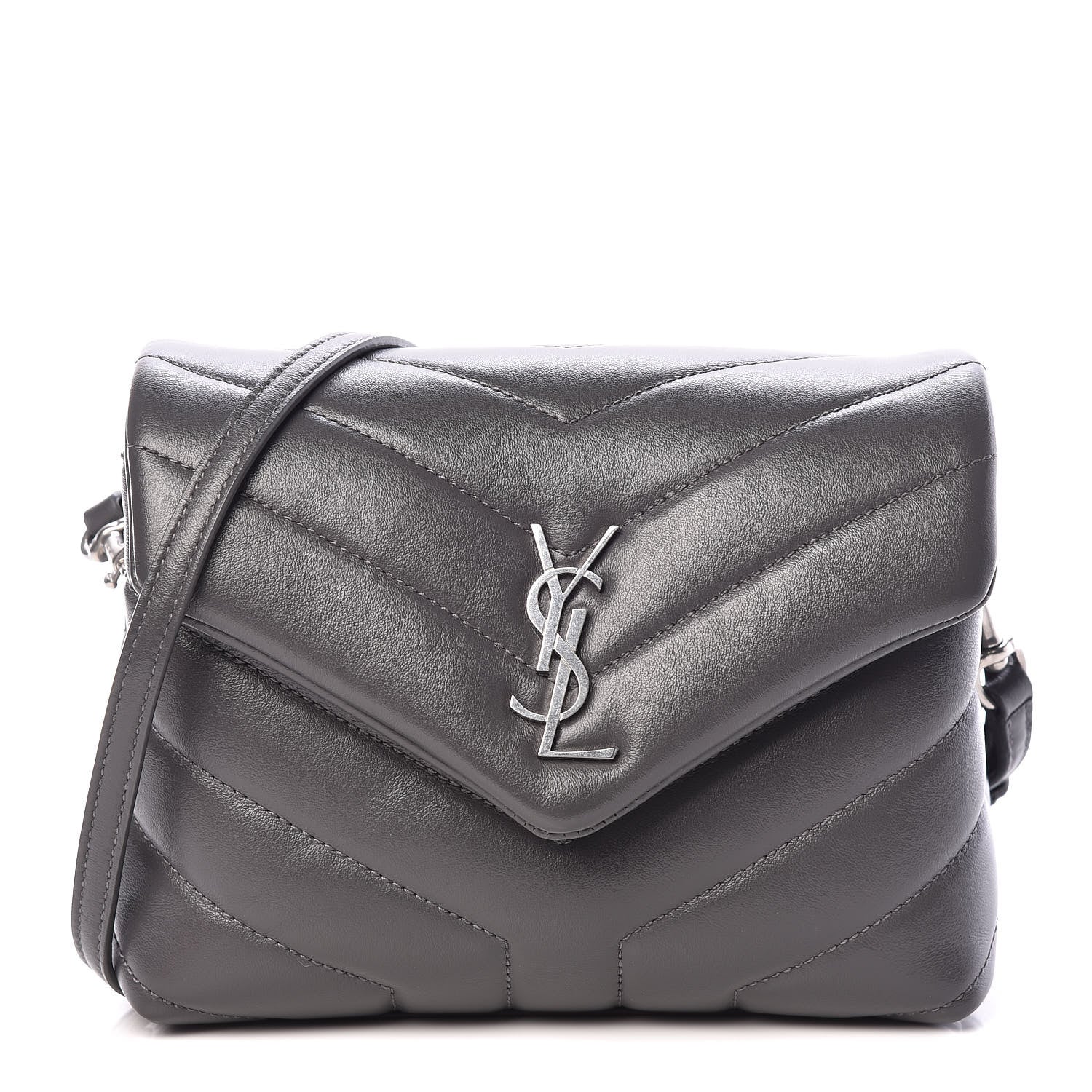 Saint Laurent Calfskin Y Quilted Monogram Toy Loulou Crossbody Bag Storm 1 of 9
