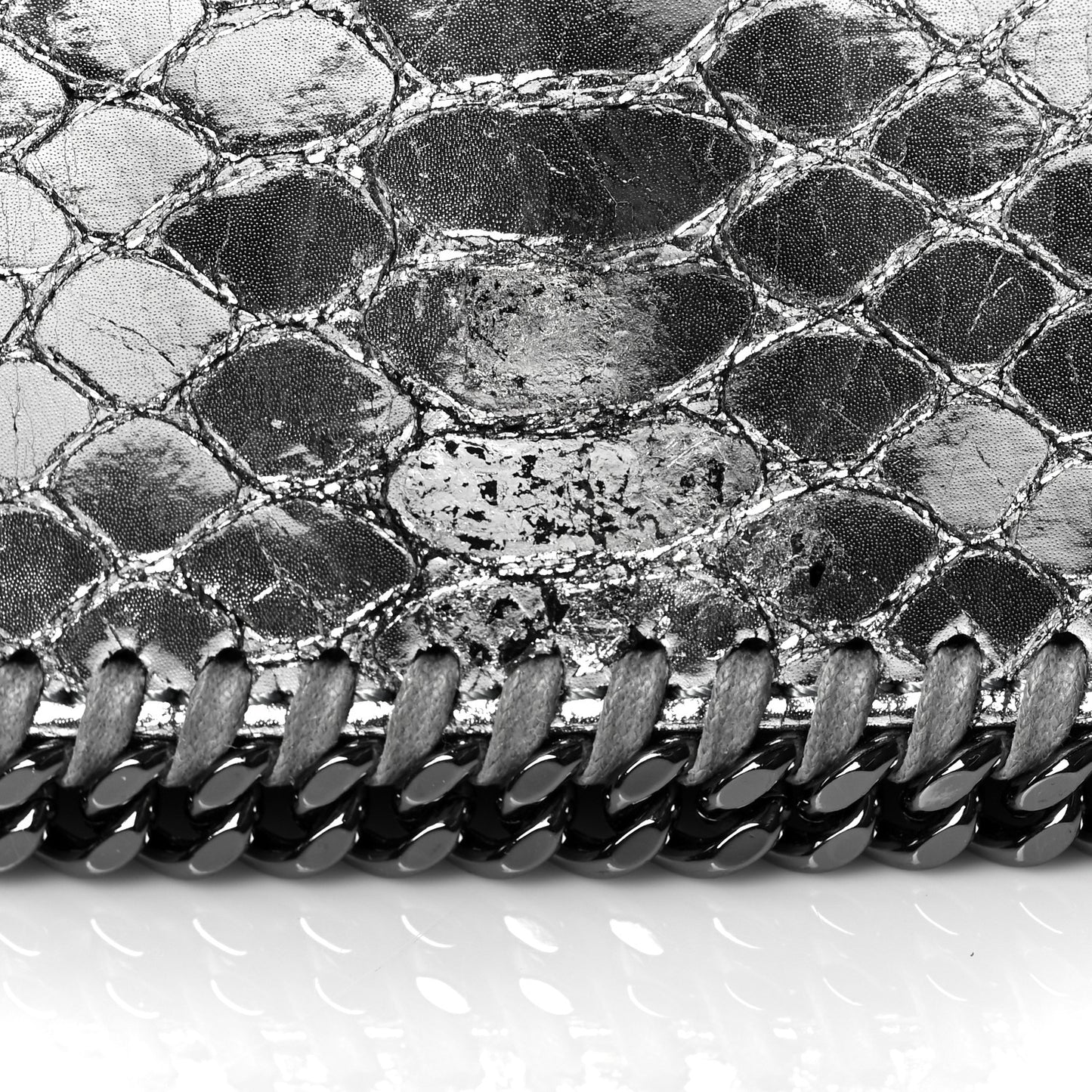 Metallic Alter Snakeskin Falabella Crossbody Bag Silver