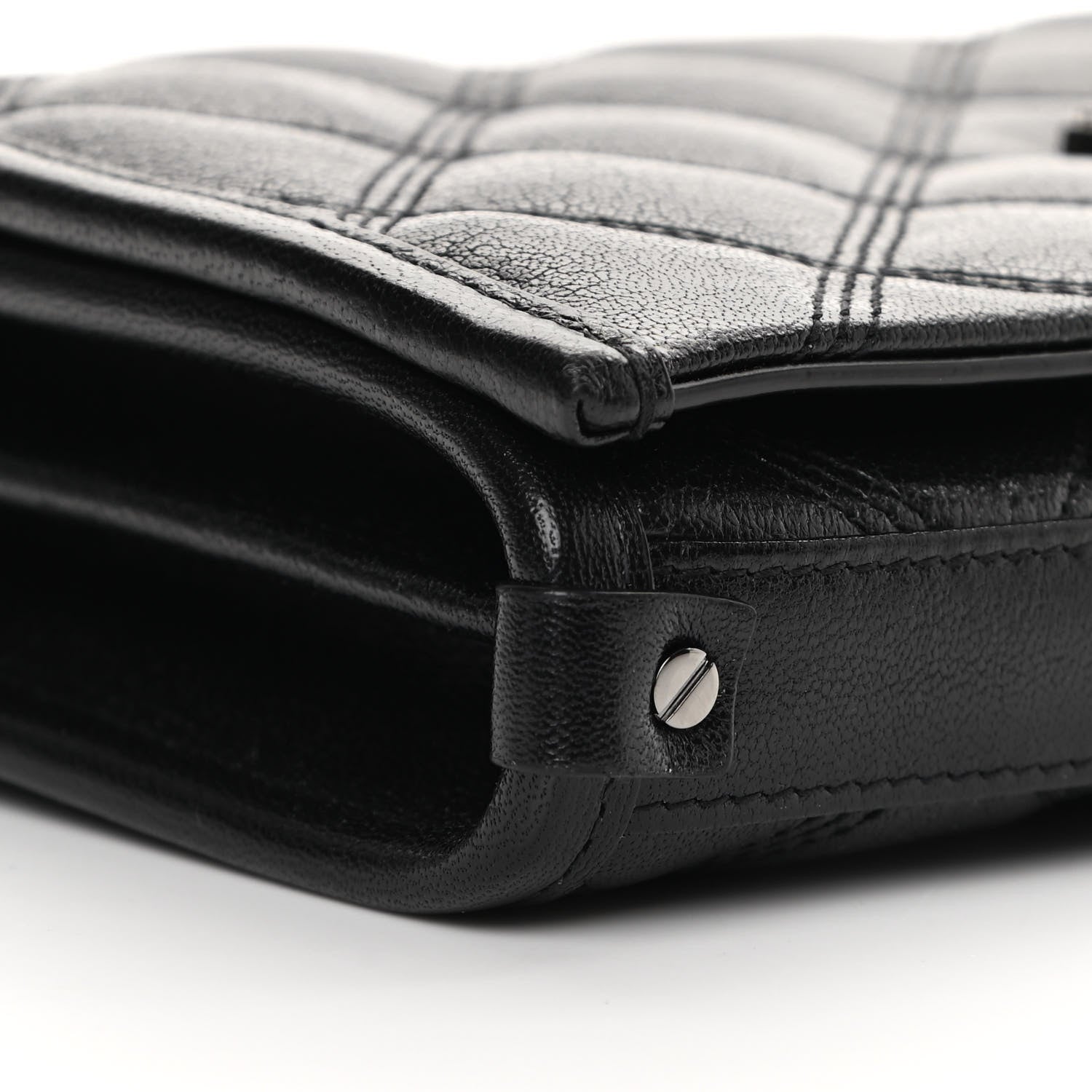 Saint Laurent Lambskin Diamond Quilted Becky Chain Wallet Black 9 of 11
