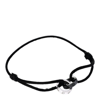 Cartier 18K White Gold Ceramic 4 Diamond LOVE Cord Bracelet Black 1 of 6