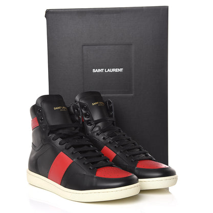 Saint Laurent Calfskin Court Classic SL/10H High Top Sneakers 39.5 Black Red 12 of 12