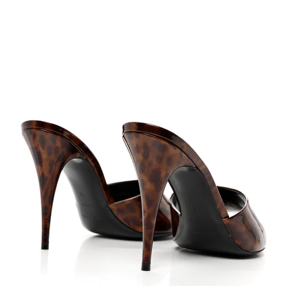 Saint Laurent Patent Tartaruga Sexy 95mm Mules 41 Tortoise Brown 4 of 9