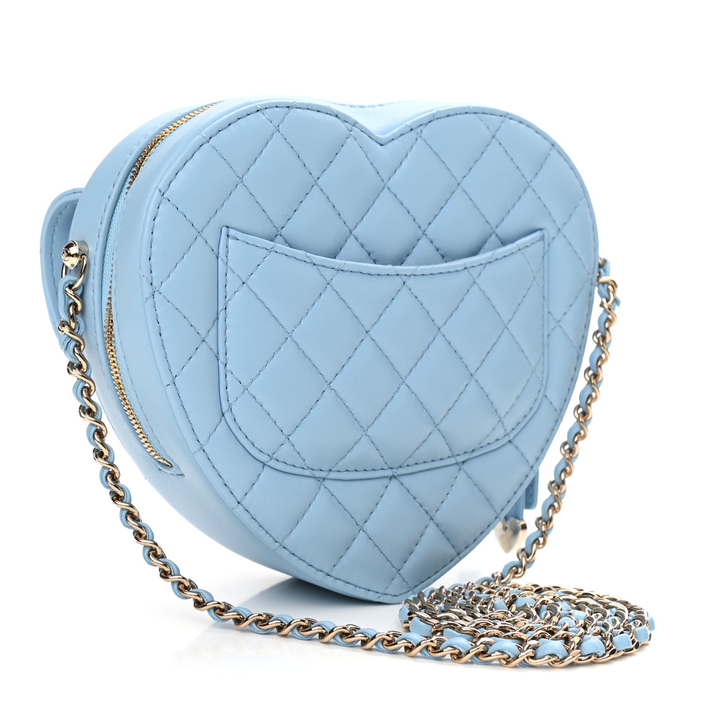 Lambskin Quilted CC In Love Heart Bag Light Blue