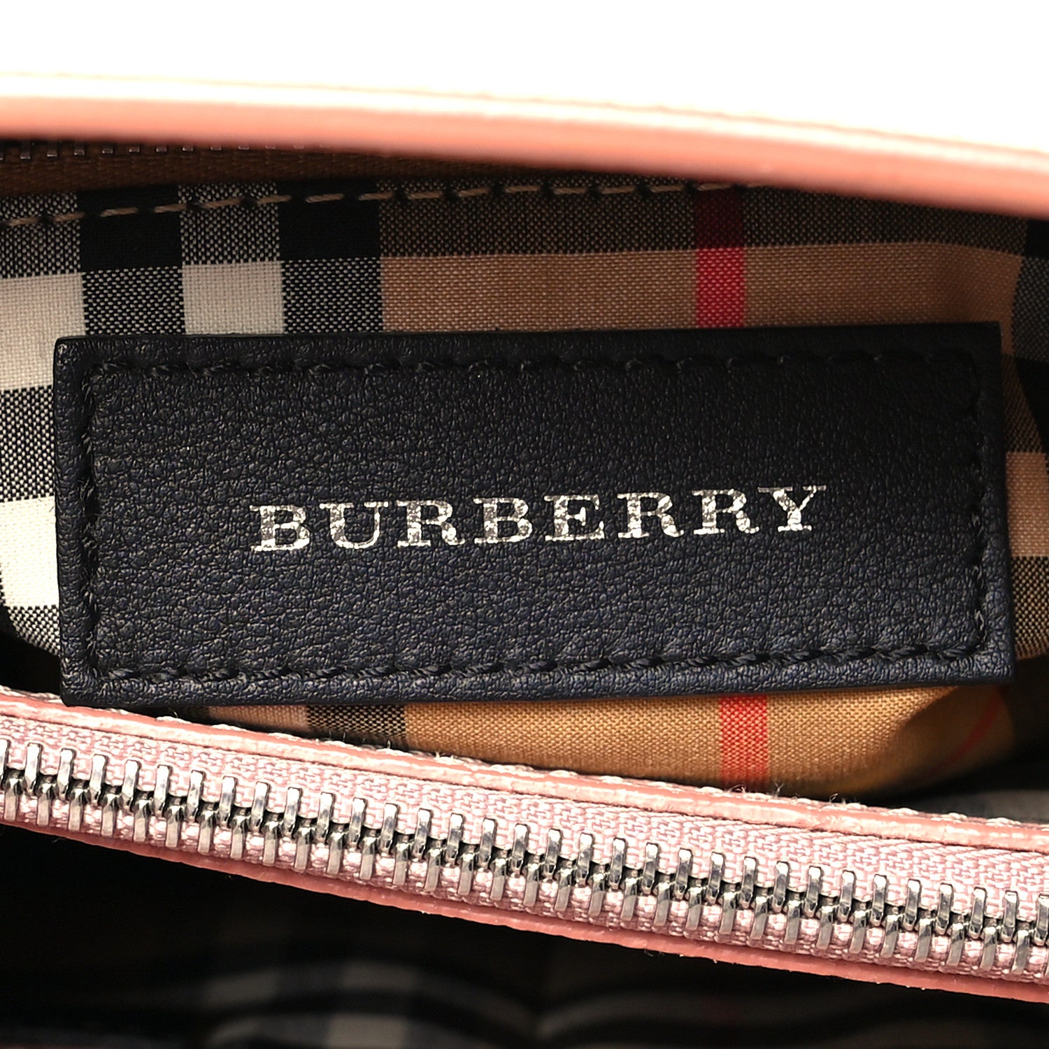 Burberry Grainy Calfskin House Check Medium Banner Tote Ash Rose 5 of 10