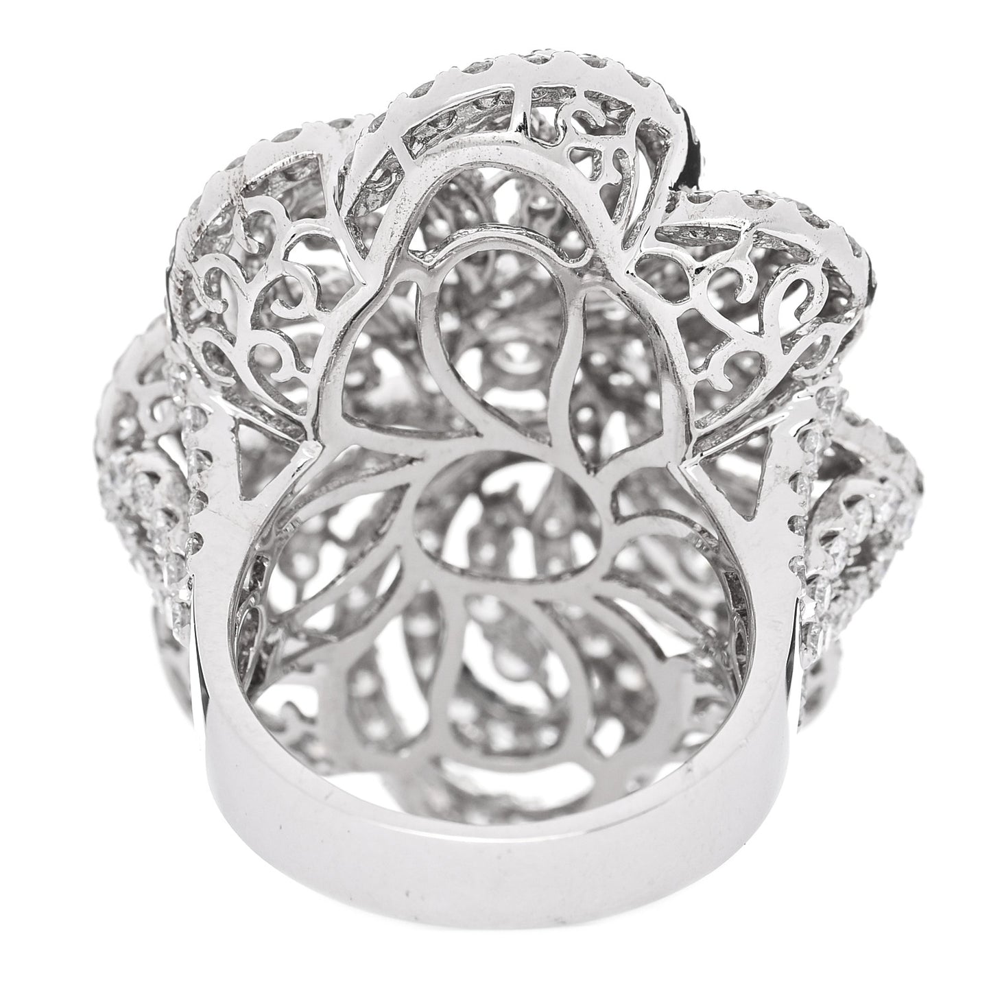 18K White Gold Diamond 5.85ctw Flower Cocktail Ring 54 7