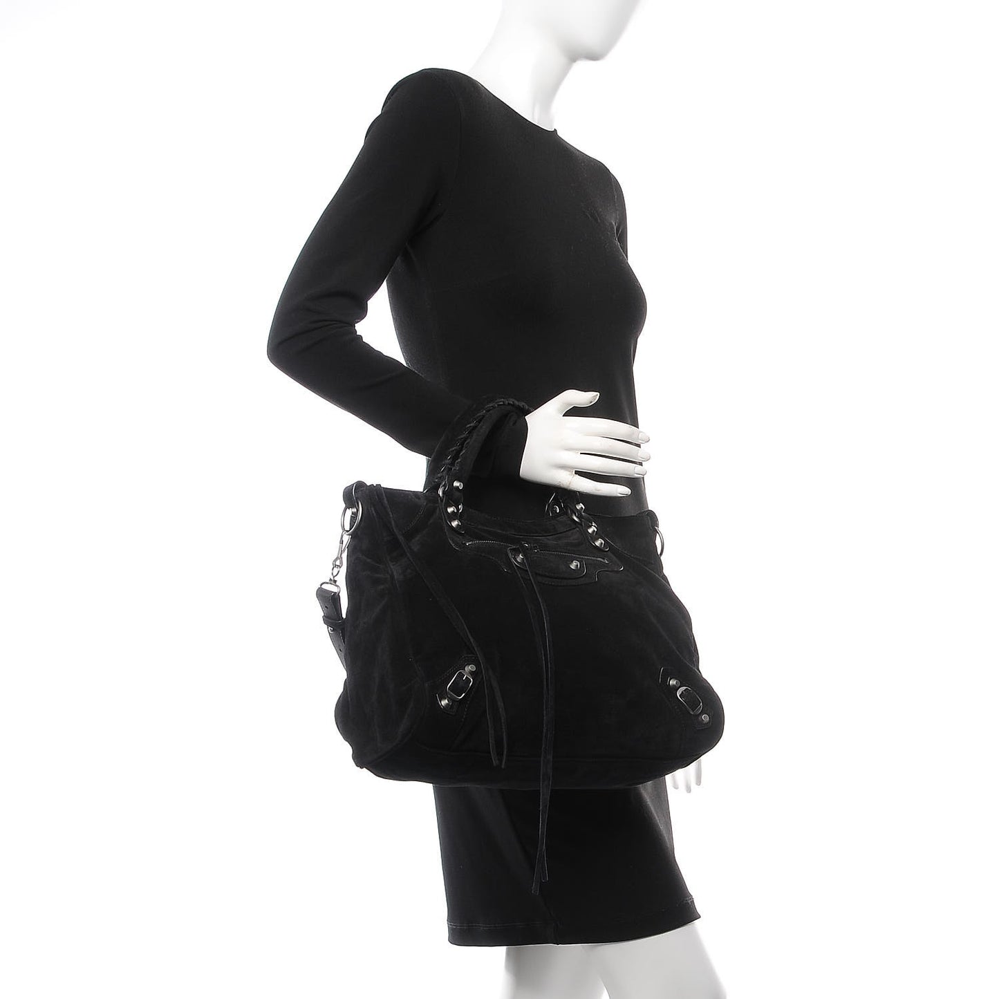 Baby Daim Suede Classic Silver Hardware Velo Black