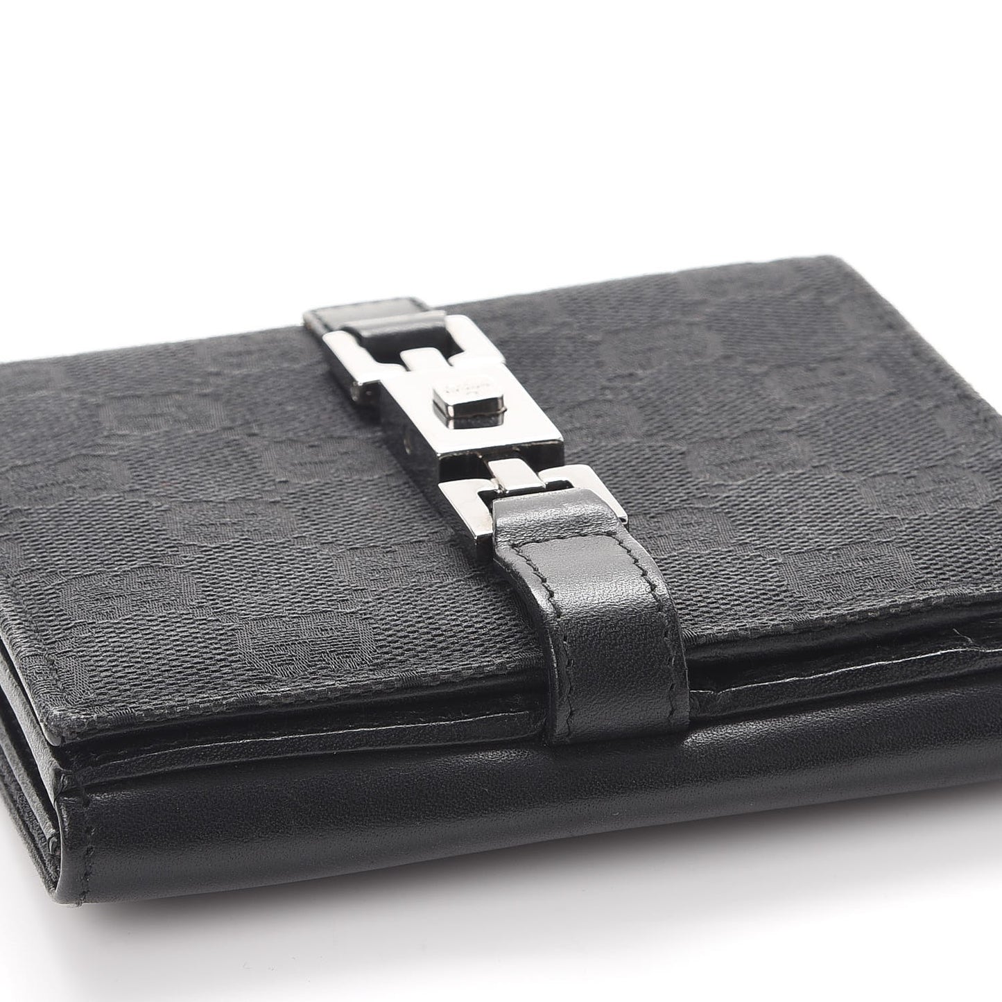 Monogram Piston Lock Compact Wallet Black