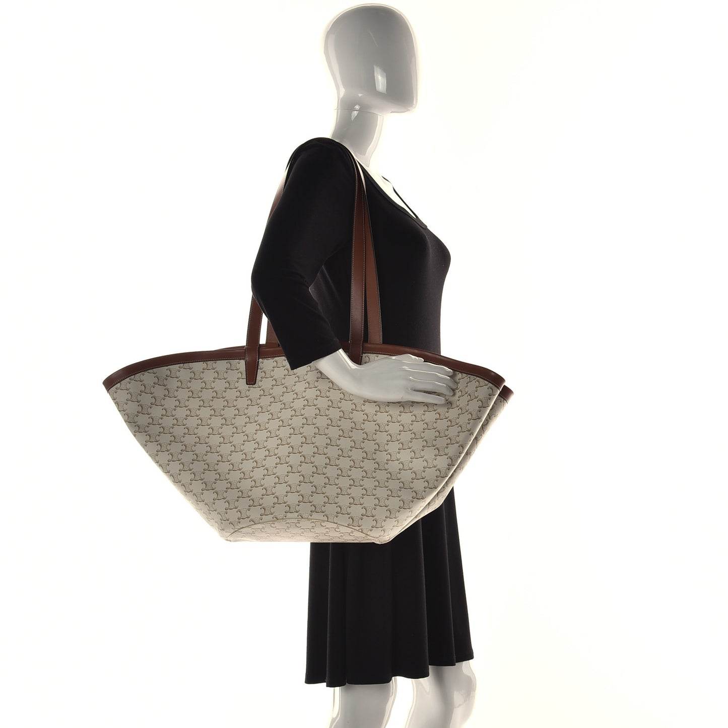 Calfskin Canvas Triomphe Large Couffin White