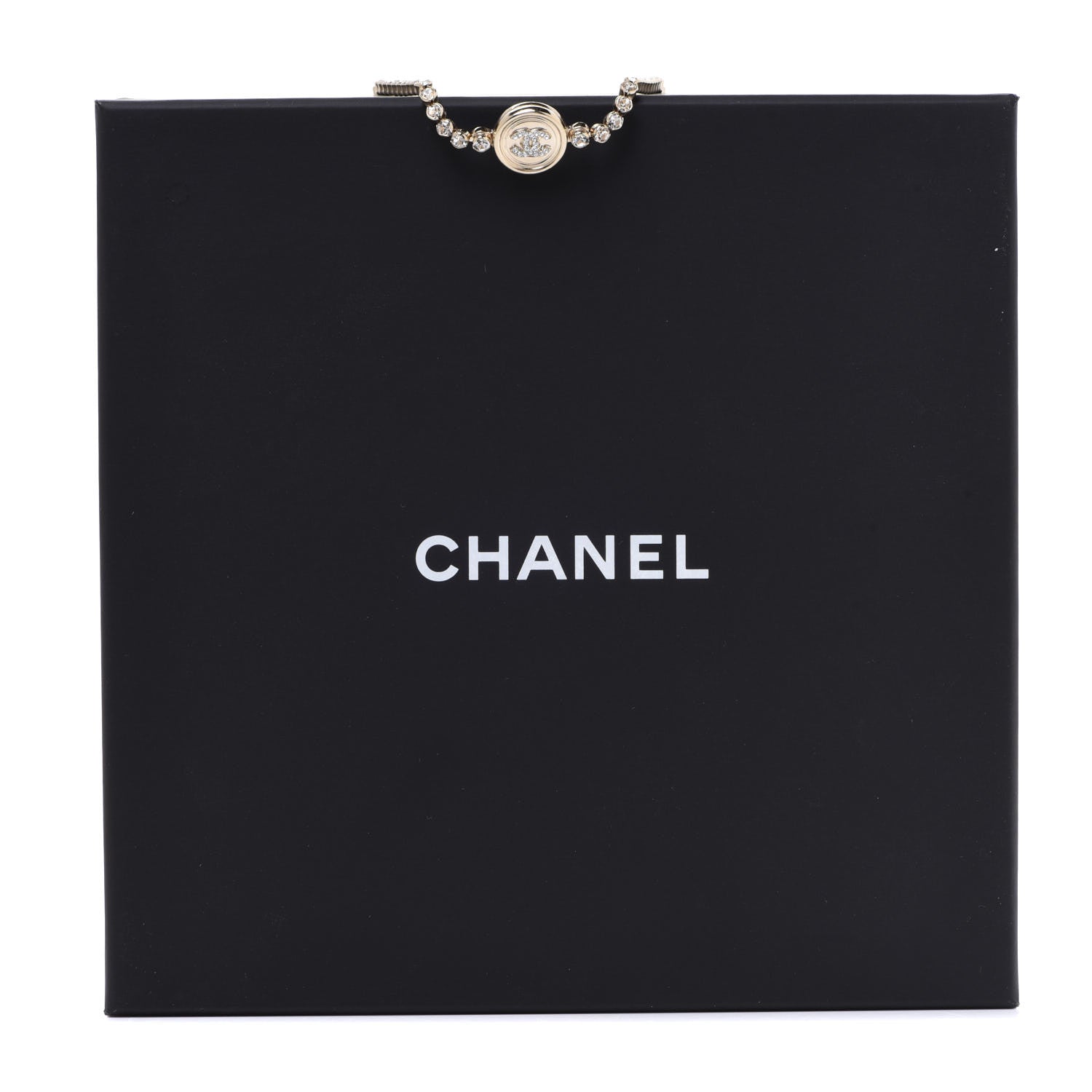 Chanel Crystal CC Chain Short Necklace Gold 6 of 6