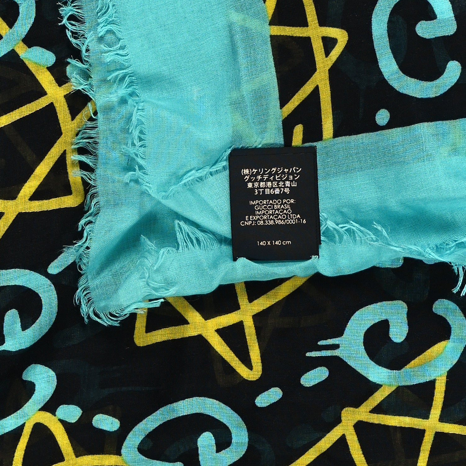 Gucci Modal Silk GucciGhost Print Shawl Black Multicolor 4 of 4