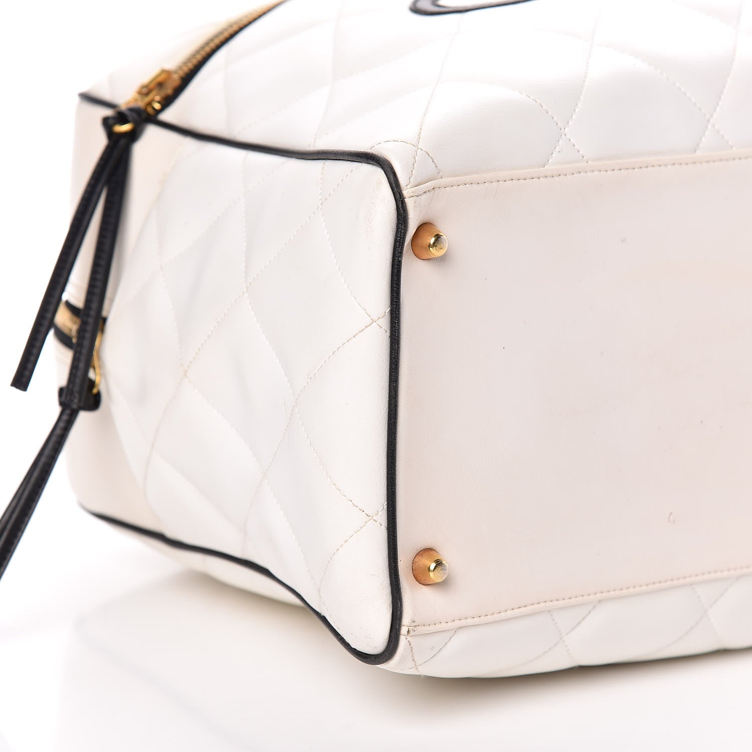 Chanel Calfskin Quilted Large Bowler White 6 of 13