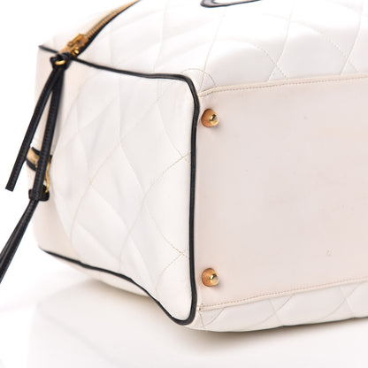 Chanel Calfskin Quilted Large Bowler White 6 of 13