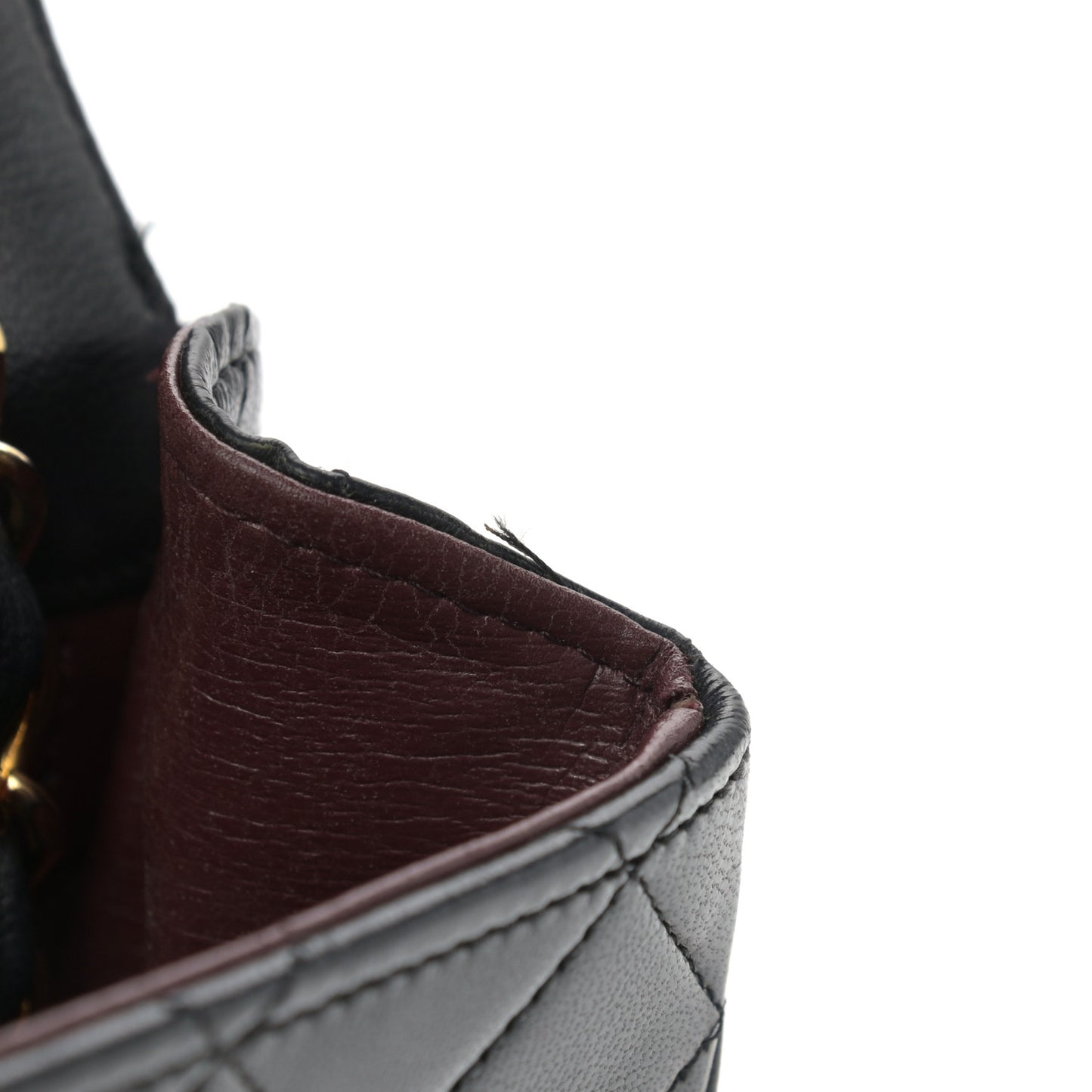 Lambskin Diamond Stitch Envelope Single Flap Black