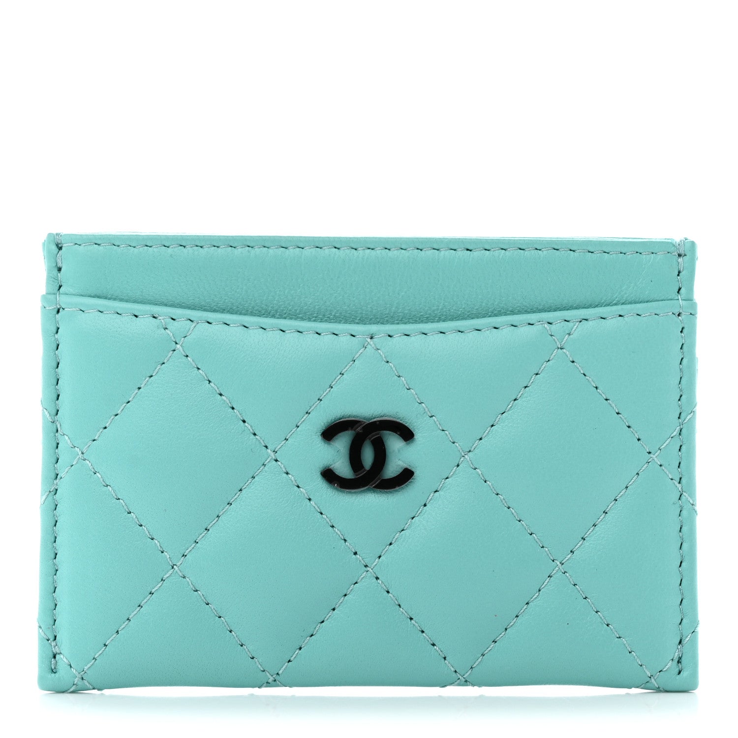 Chanel Lambskin Quilted Card Holder Turquoise 1 of 9