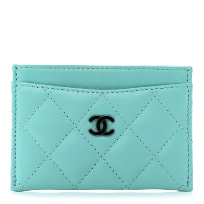 Chanel Lambskin Quilted Card Holder Turquoise 1 of 9