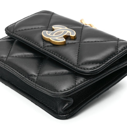 Chanel Lambskin Enamel Quilted Pending CC Flap Belt Bag Black 12 of 13