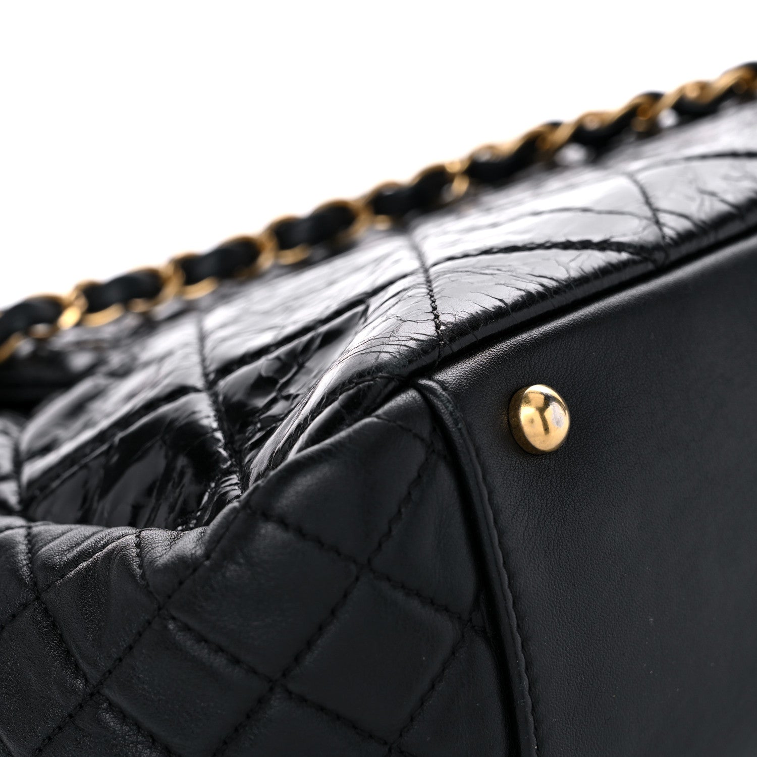 Chanel Glazed Crinkled Calfskin Medium East West Flap Black 10 of 15