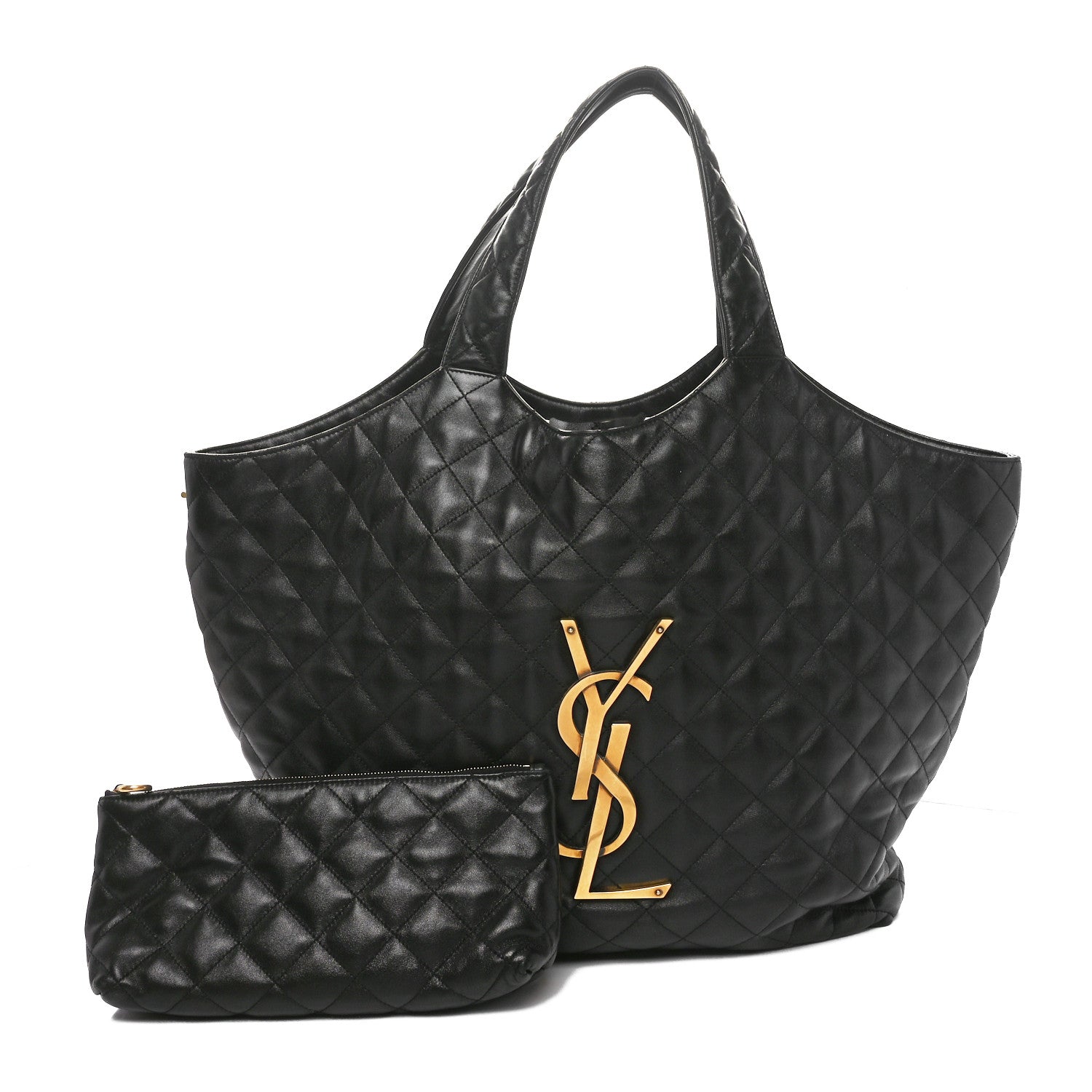 Saint Laurent Lambskin Quilted Maxi Icare Shopping Tote Black 2 of 11