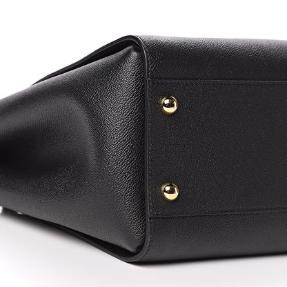 Burberry Soft Grain Calfskin Medium Buckle Tote Black 8 of 9