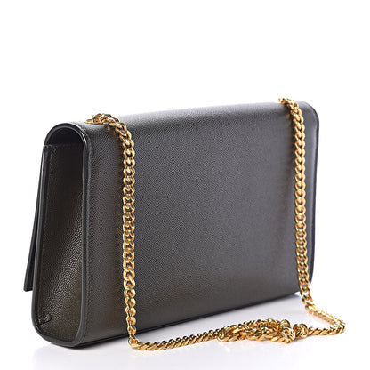 Saint Laurent Grain De Poudre Medium Classic Monogram Kate Satchel Dark Tea 3 of 8