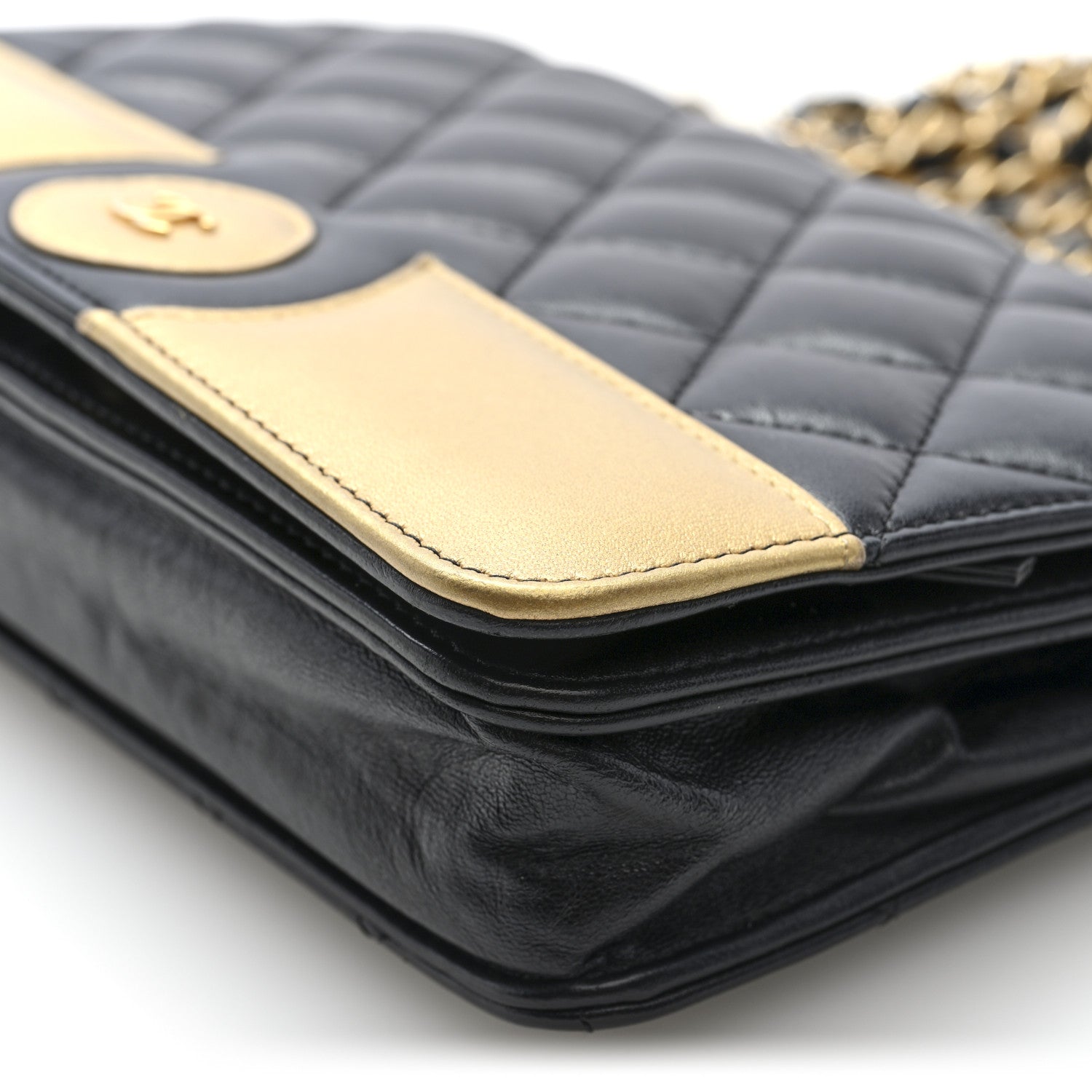 Chanel Lambskin Quilted Wallet On Chain WOC Black Gold 11 of 11