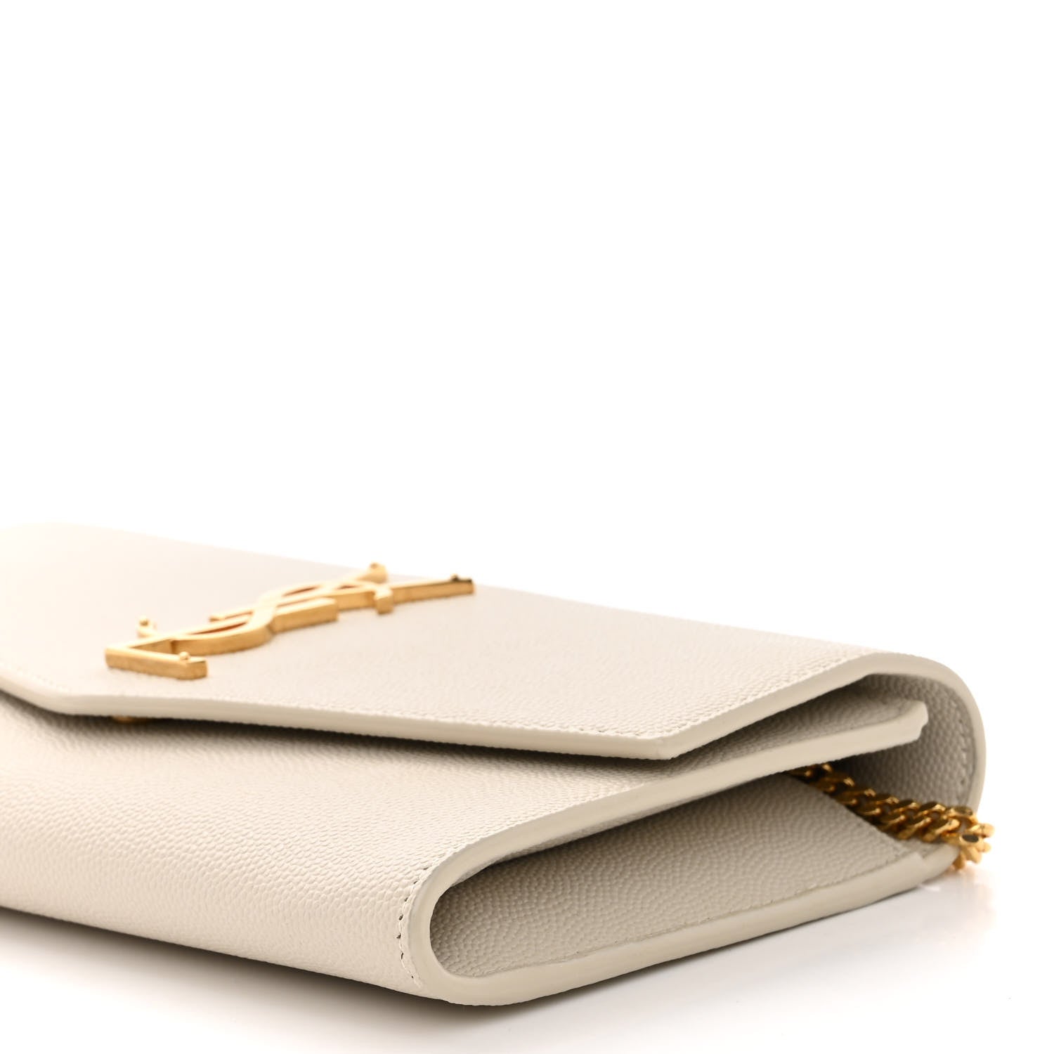 Saint Laurent Grain De Poudre Monogram Uptown Chain Wallet Crema Soft 10 of 10