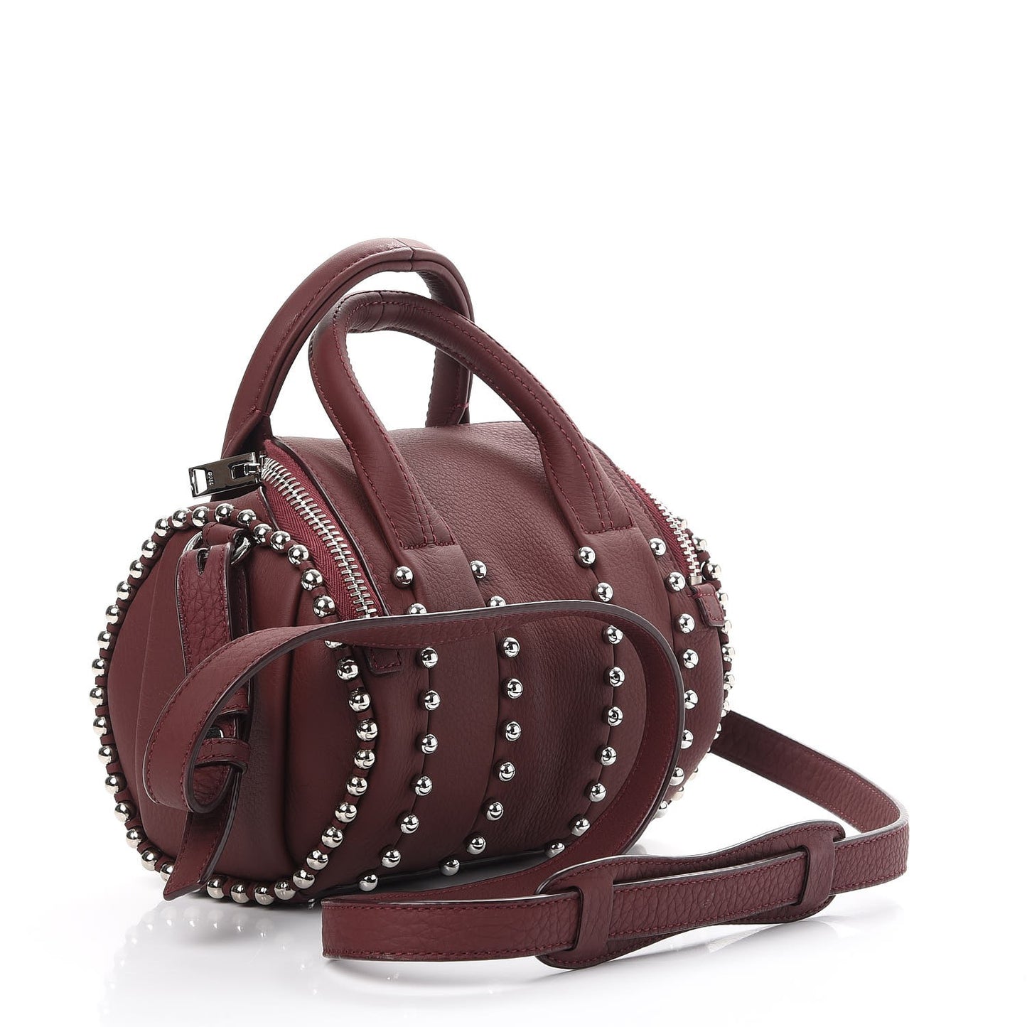 Calfskin Studded Mini Rockie Matte Beet Rodium Hardware