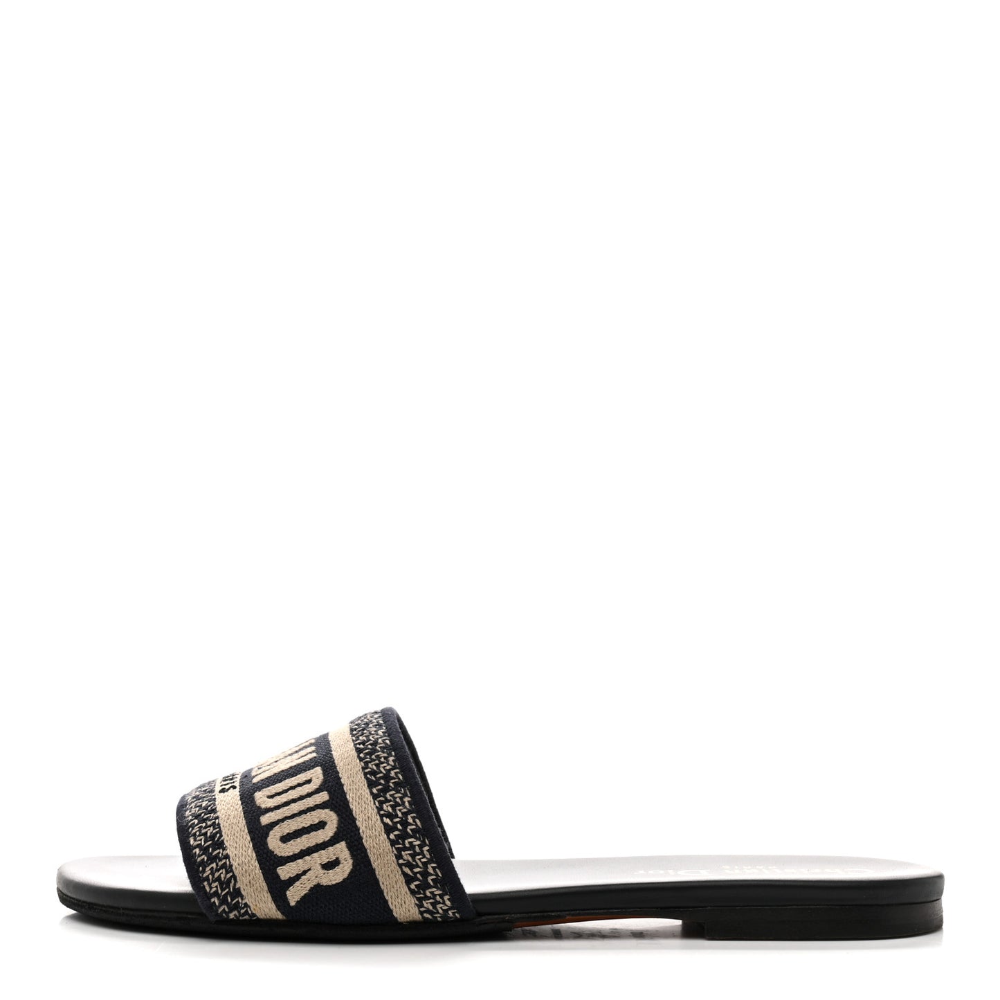 Canvas Embroidered Dway Mules Slide Sandals 36.5 Deep Blue