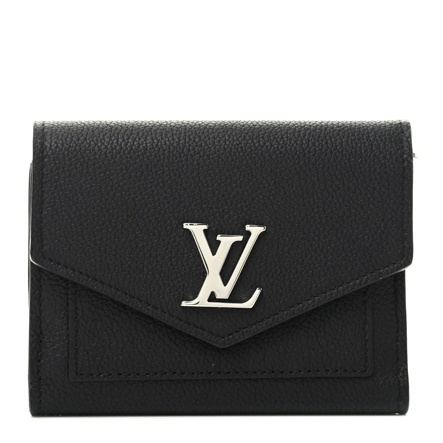 Louis Vuitton Soft Calfskin My Lockme Compact Wallet Black 1 of 8