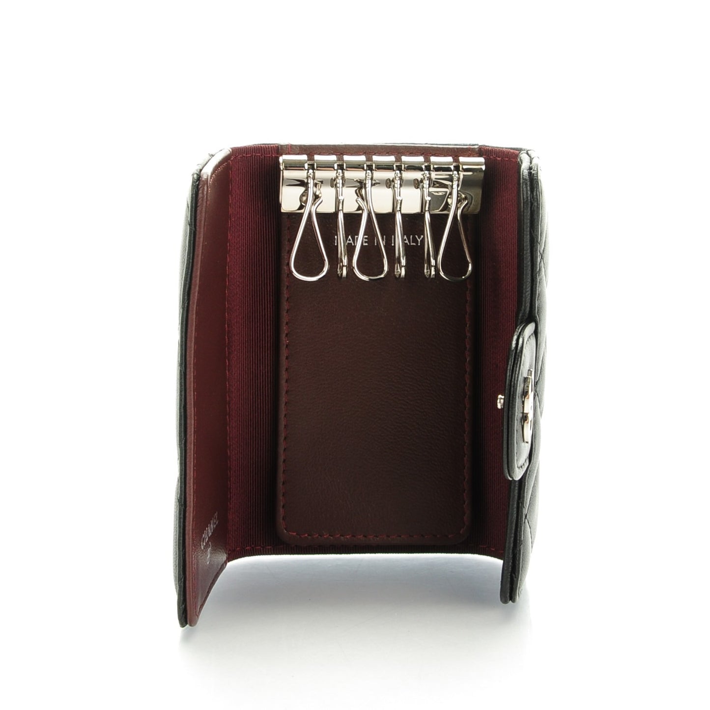 Lambskin Quilted 6 Key Holder Black