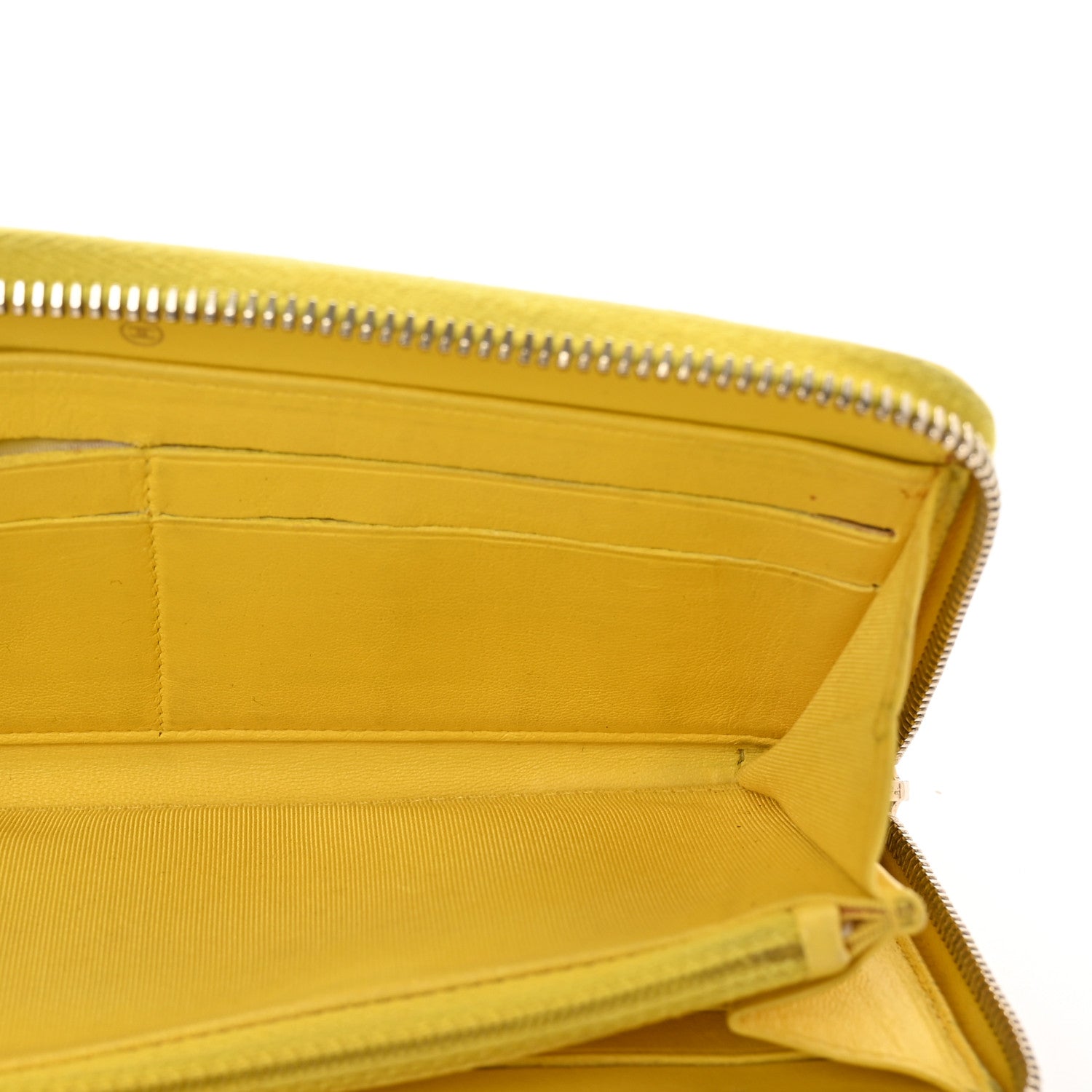 Chanel Lambskin Quilted Large Gusset Zip Around Wallet Yellow 5 of 9