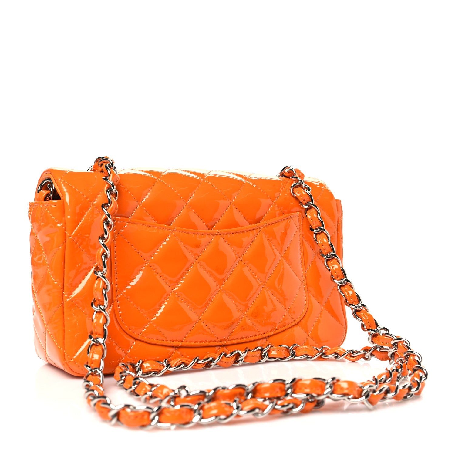 Chanel Patent Quilted Mini Rectangular Flap Orange 3 of 13