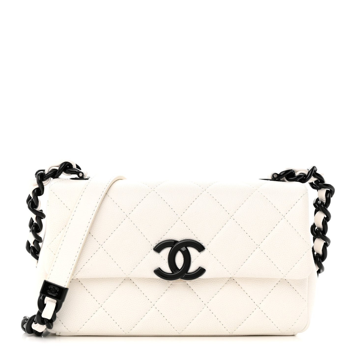 Caviar Quilted My Everything Small Flap White Black
