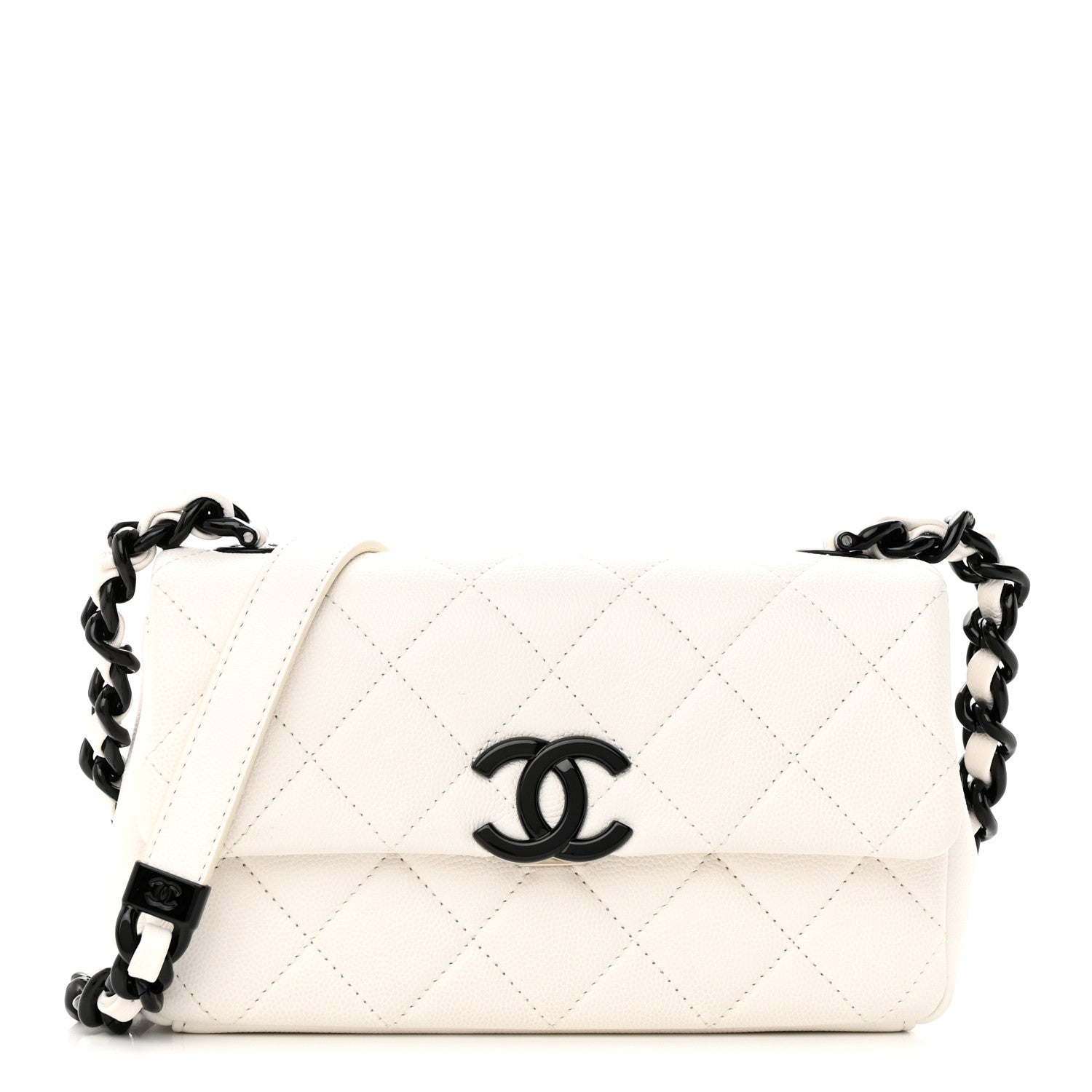 Chanel Caviar Quilted My Everything Small Flap White Black 1 of 15