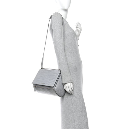 Givenchy Calfskin Crocodile Embossed Medium Pandora Box Crossbody Bag Grey 2 of 15