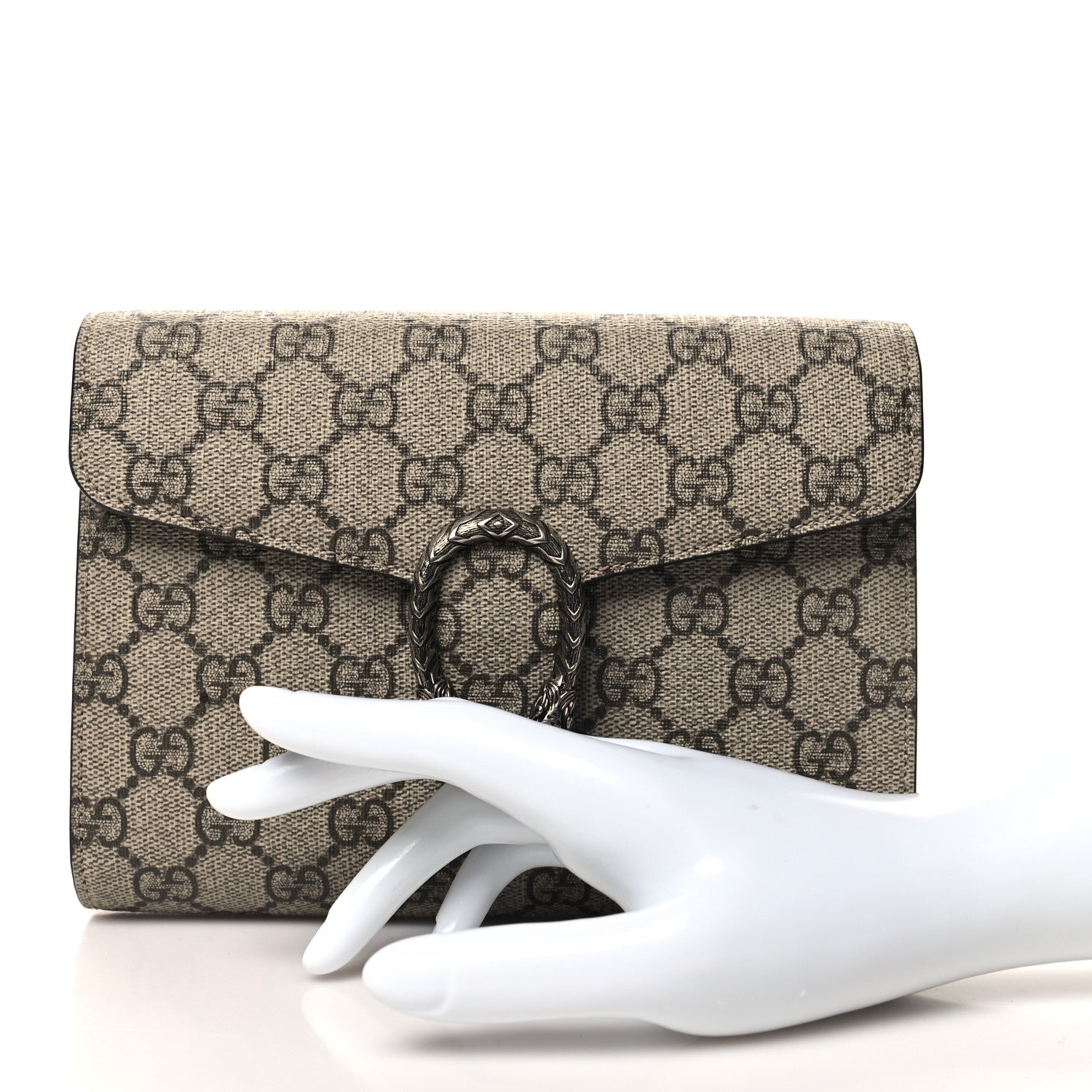 Gucci GG Supreme Monogram Dionysus Clutch Taupe 2 of 11