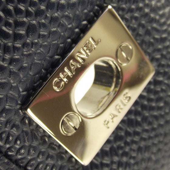 Caviar JUMBO Classic Flap Dark Navy Blue