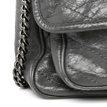 Saint Laurent Crinkled Calfskin Matelasse Monogram Medium Niki Chain Satchel Fog 11 of 13