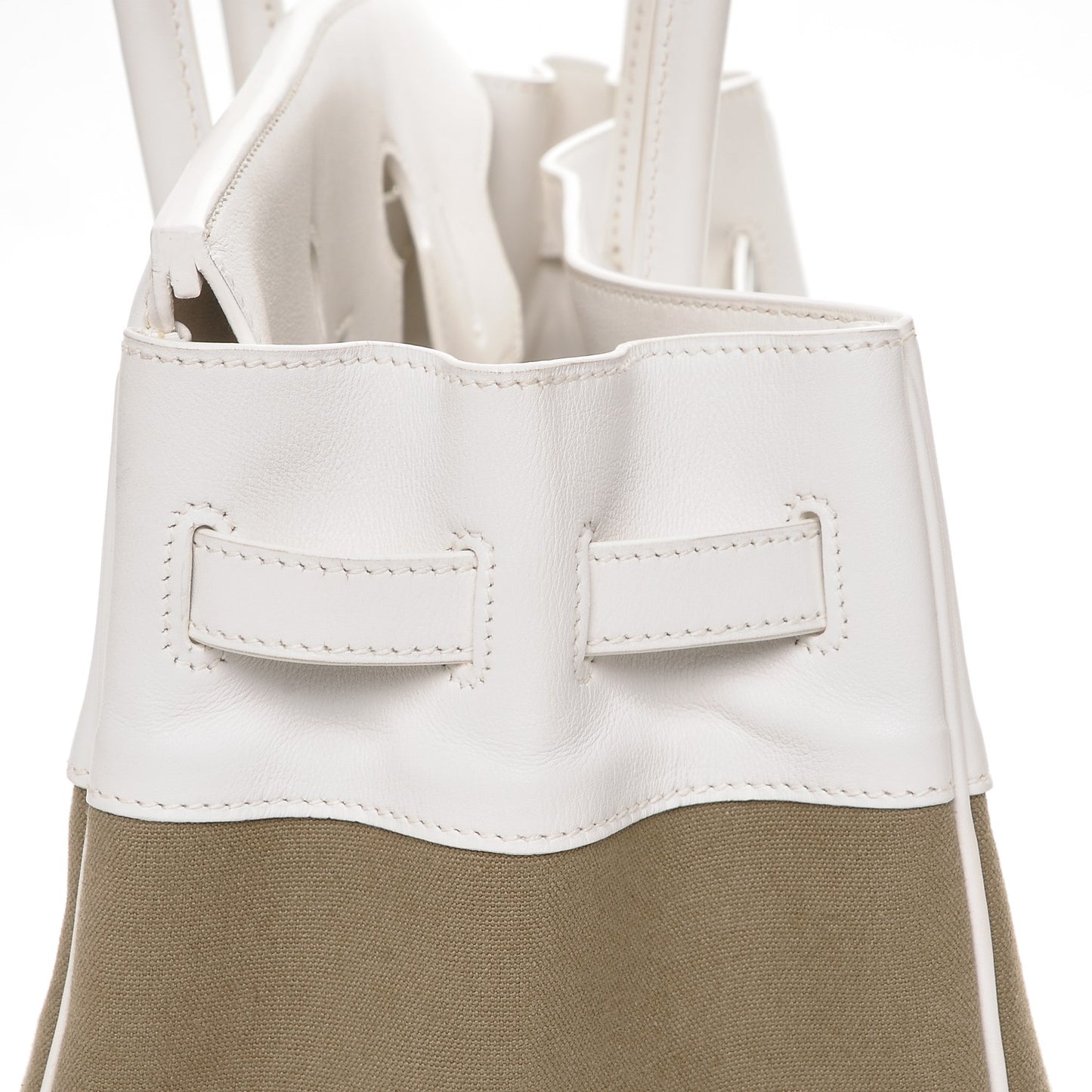 Swift Toile Birkin 35 Blanc Vert Miliatire