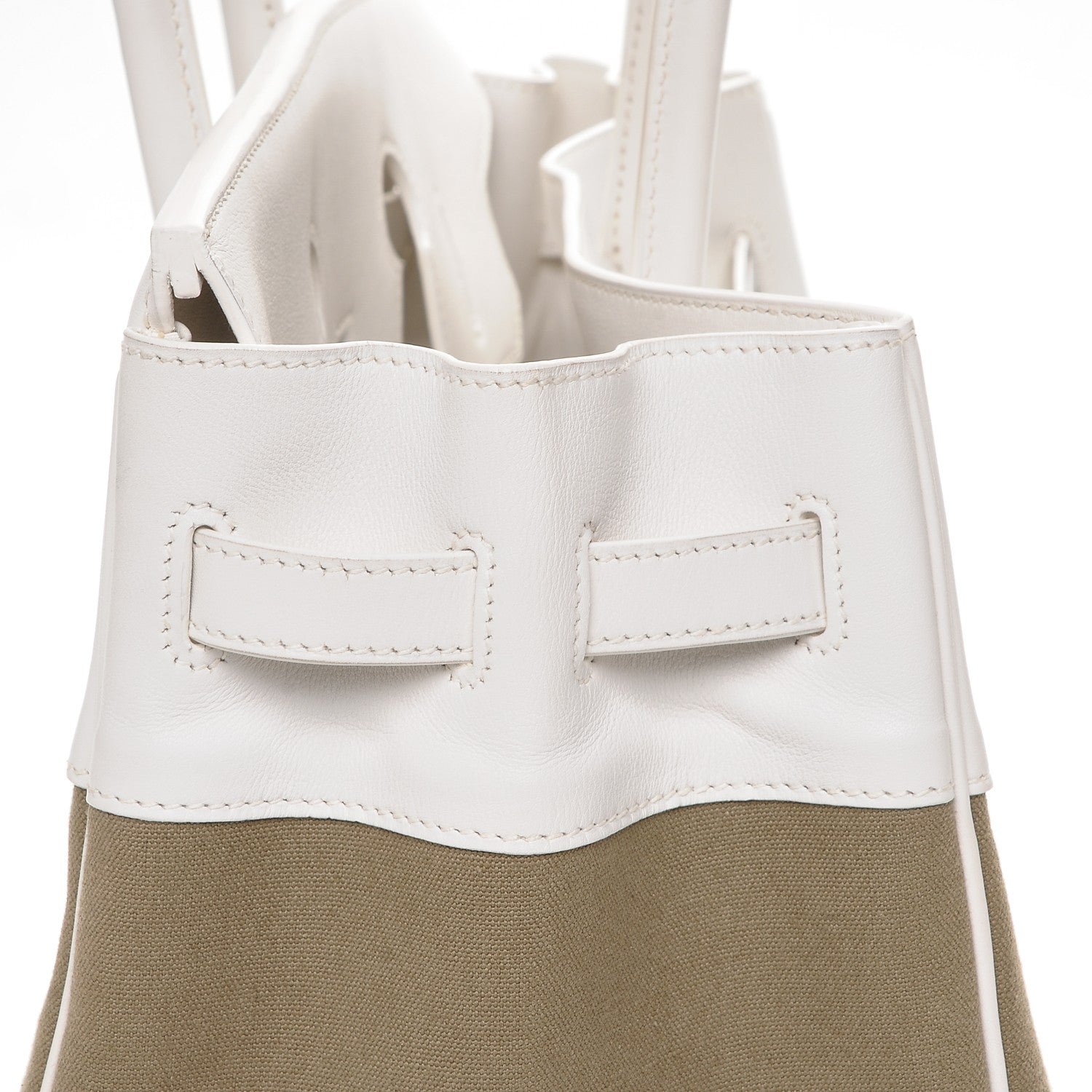 Hermes Swift Toile Birkin 35 Blanc Vert Miliatire 14 of 27