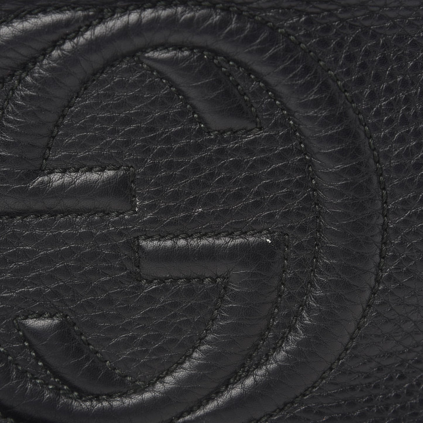 Pebbled Calfskin Small Soho Disco Bag Black